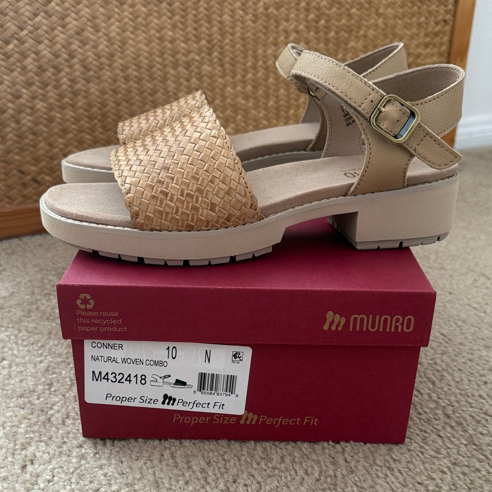 Munro Tan Woven Strap Sandals